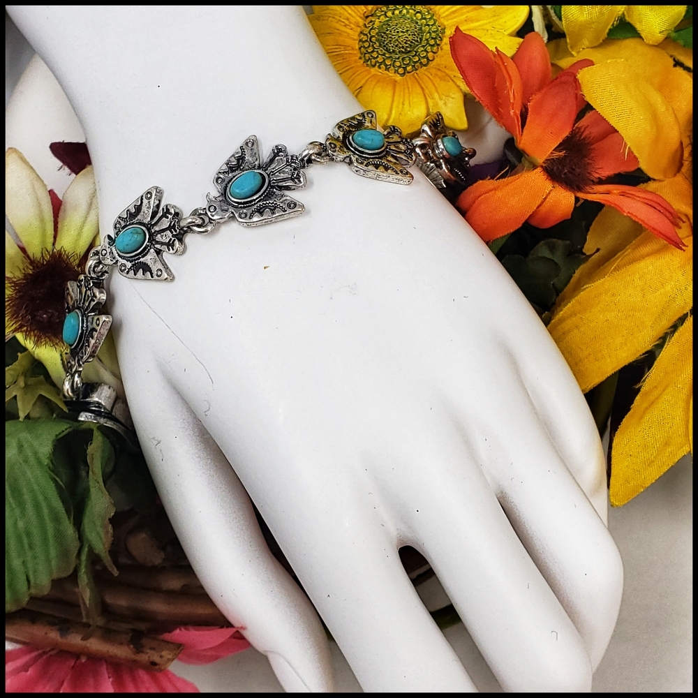 New! 8" Turquoise Thunderbird Magnetic Bracelet - Picture 6 of 6